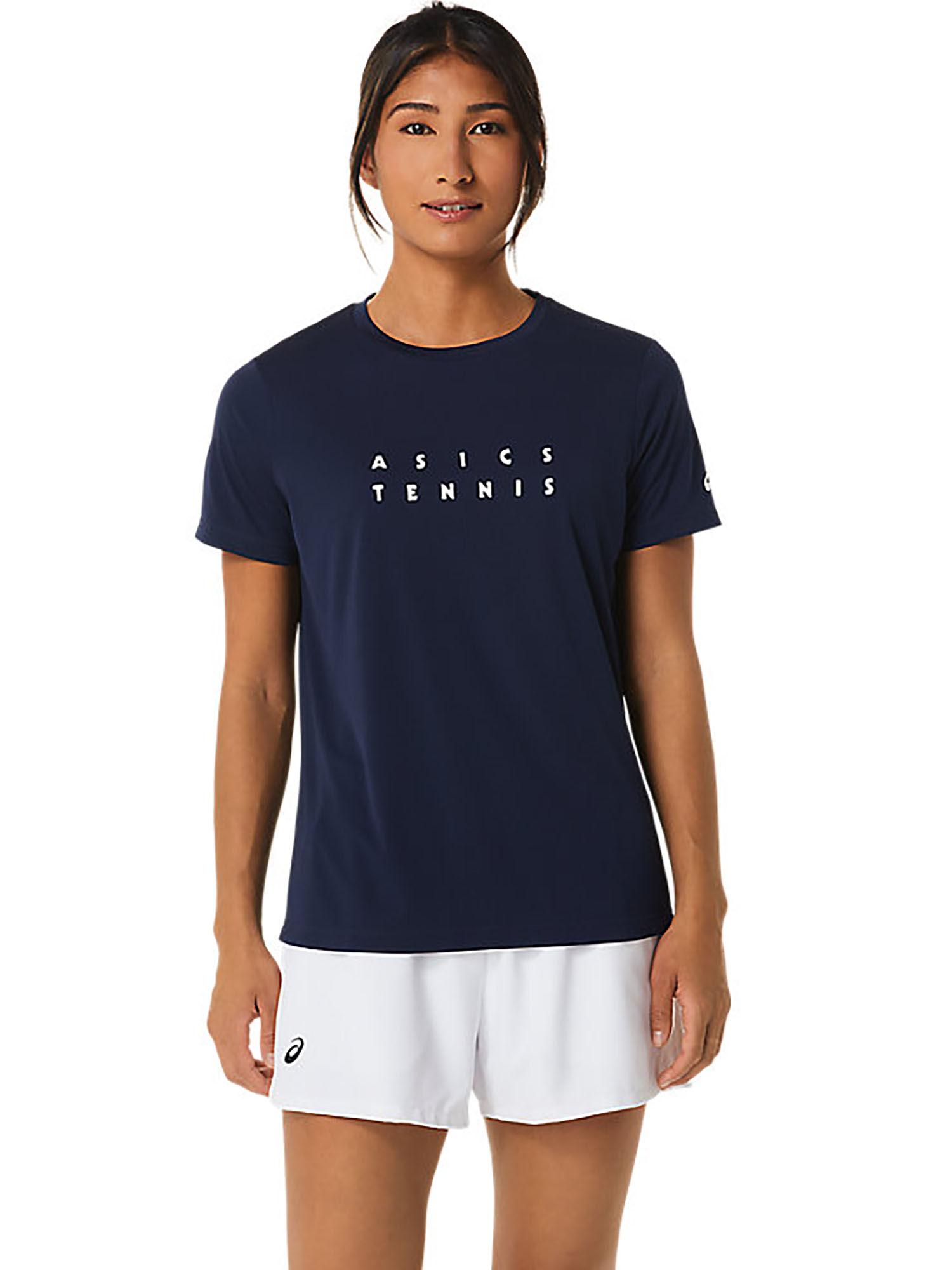 court graphic navy blue women's t-shirt