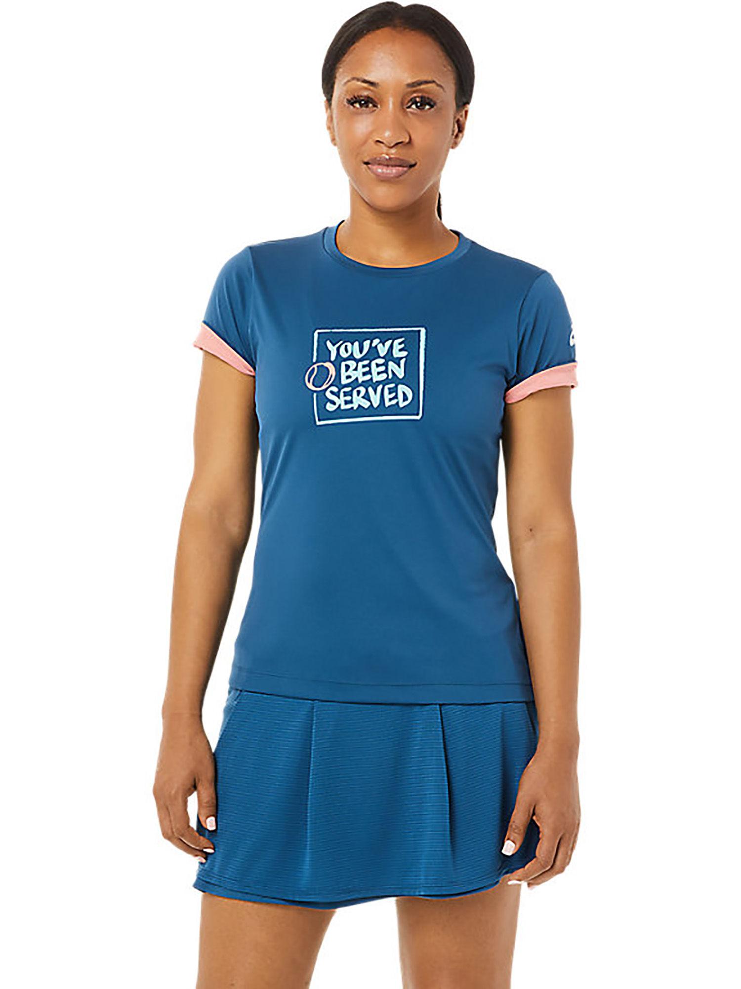 court graphic tee blue women tennis t-shirts