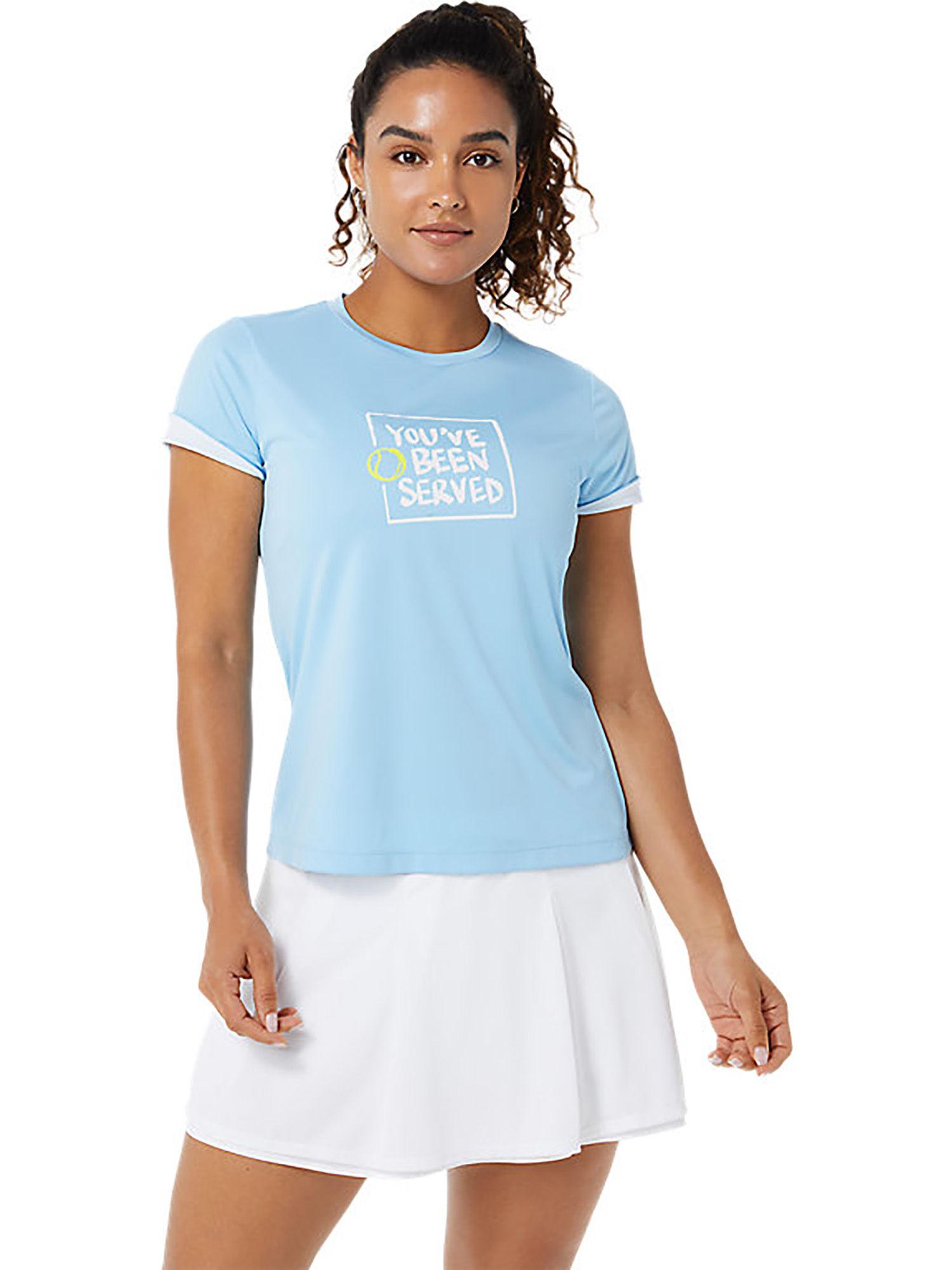 court graphic tee blue women tennis t-shirts