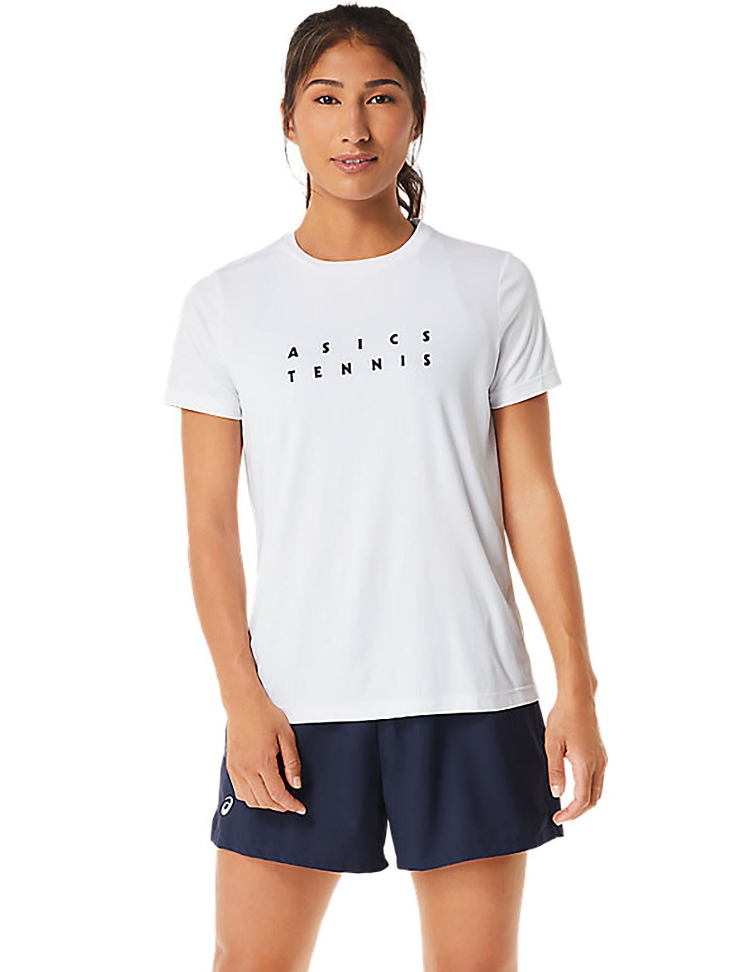 court graphic white women's t-shirt