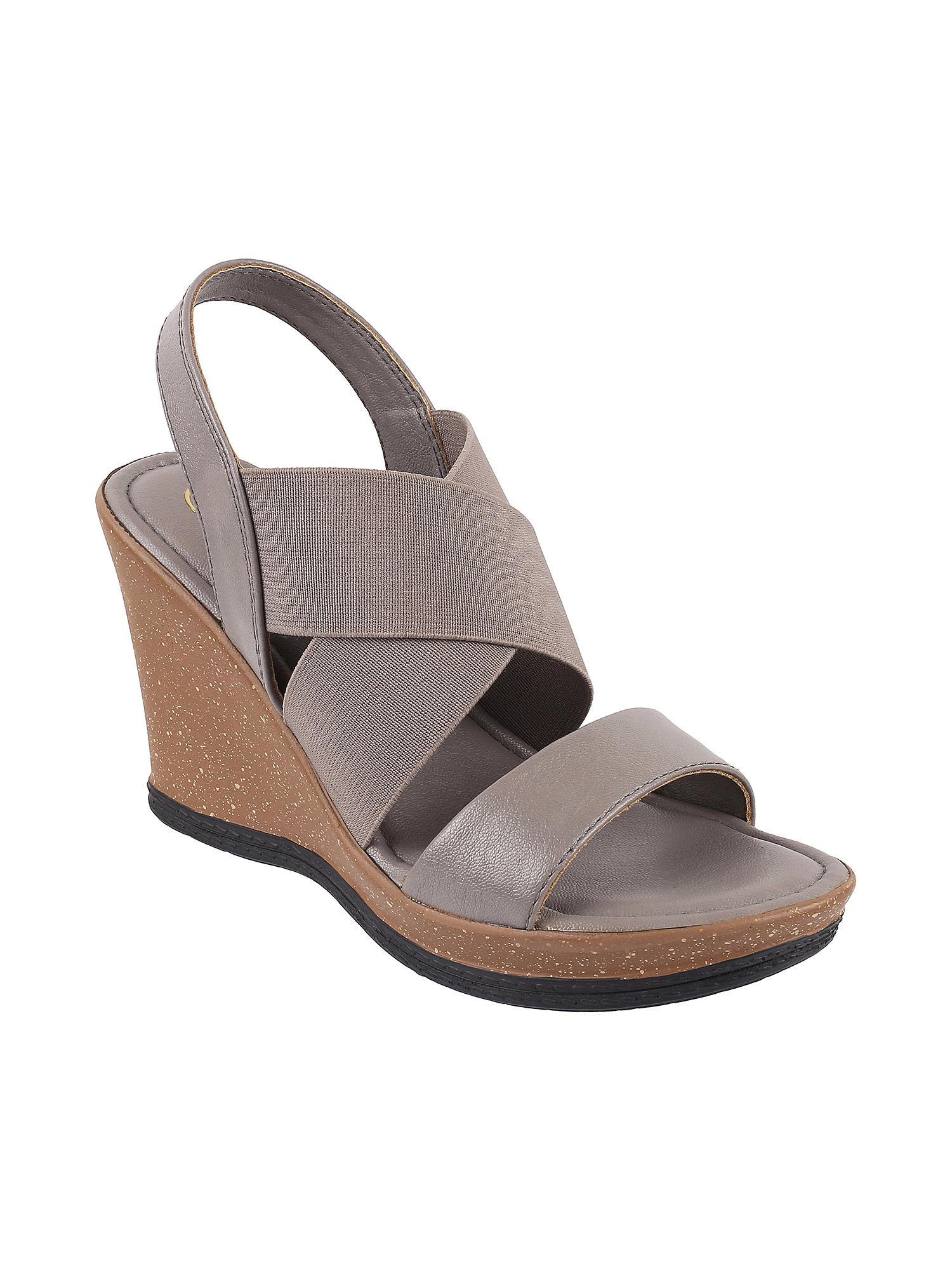 court solid heeled sandals grey