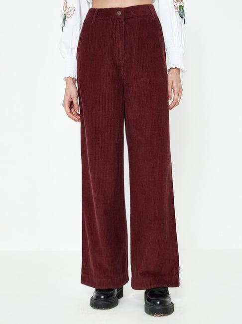 cover story brown regular fit high rise trousers