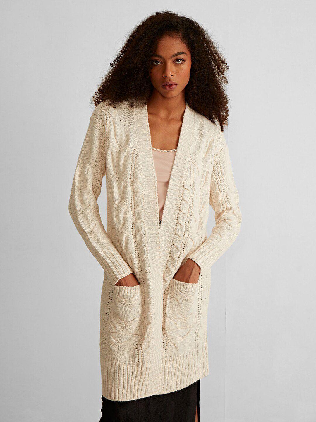 cover story cable knit longline acrylic cardigan