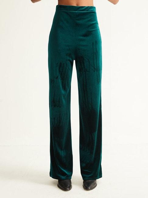 cover story green regular fit high rise trousers