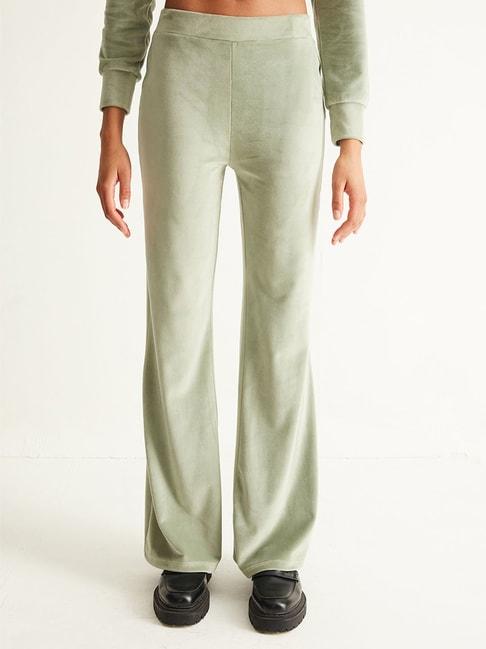 cover story green regular fit high rise trousers