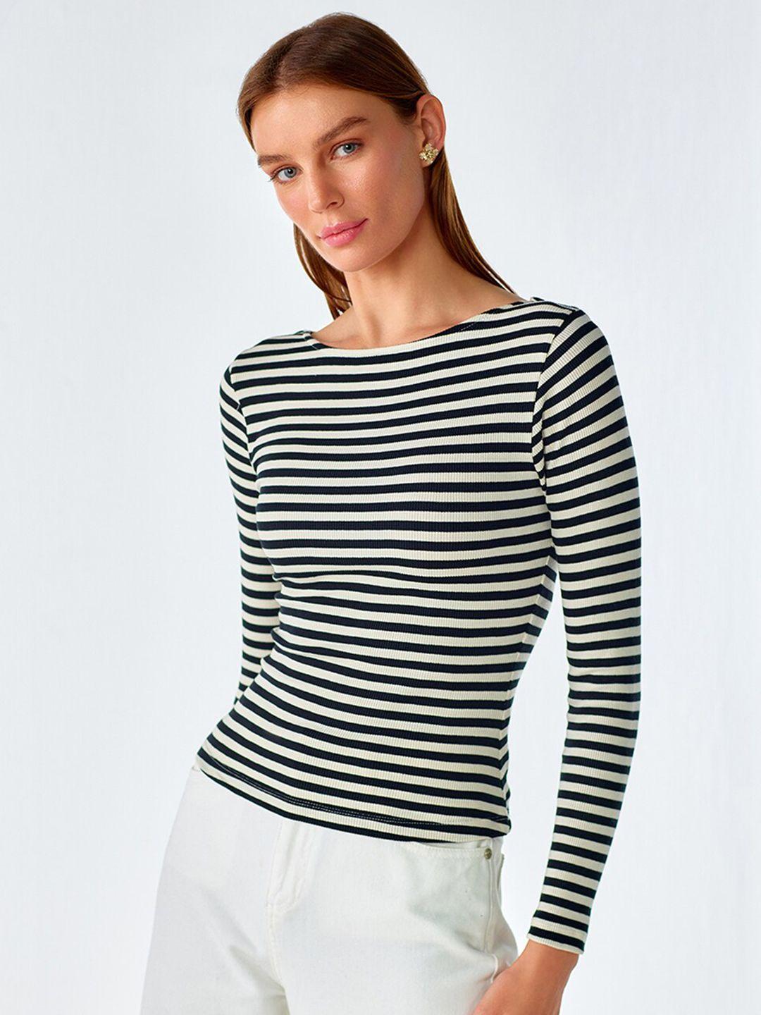 cover story multicoloured striped cotton crop top