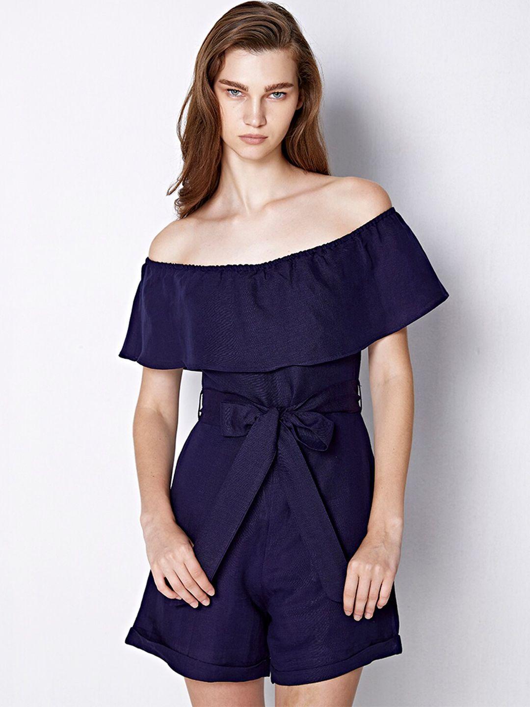 cover story off-shoulder waist tie-ups playsuit