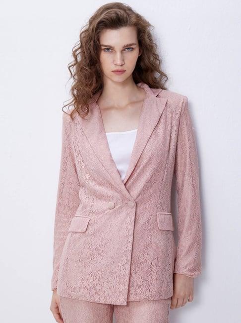 cover story pink lace blazer