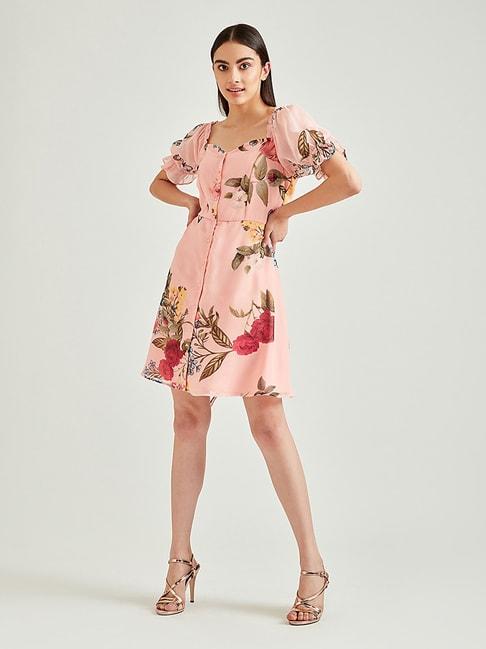 cover story pink printed a-line dress