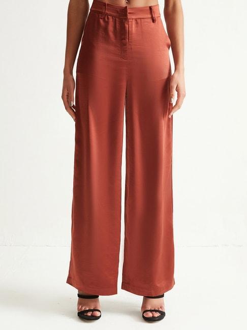 cover story rust regular fit high rise trousers