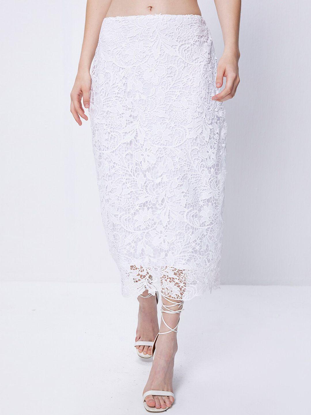 cover story self design lace midi a-line skirt