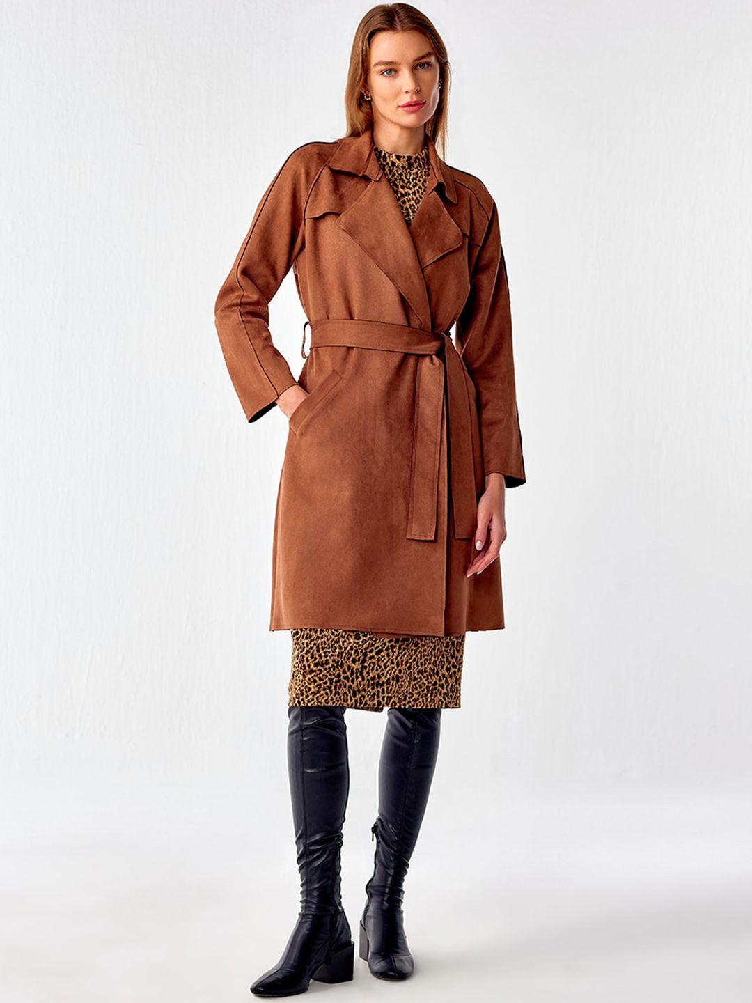 cover story single breasted long trench coat
