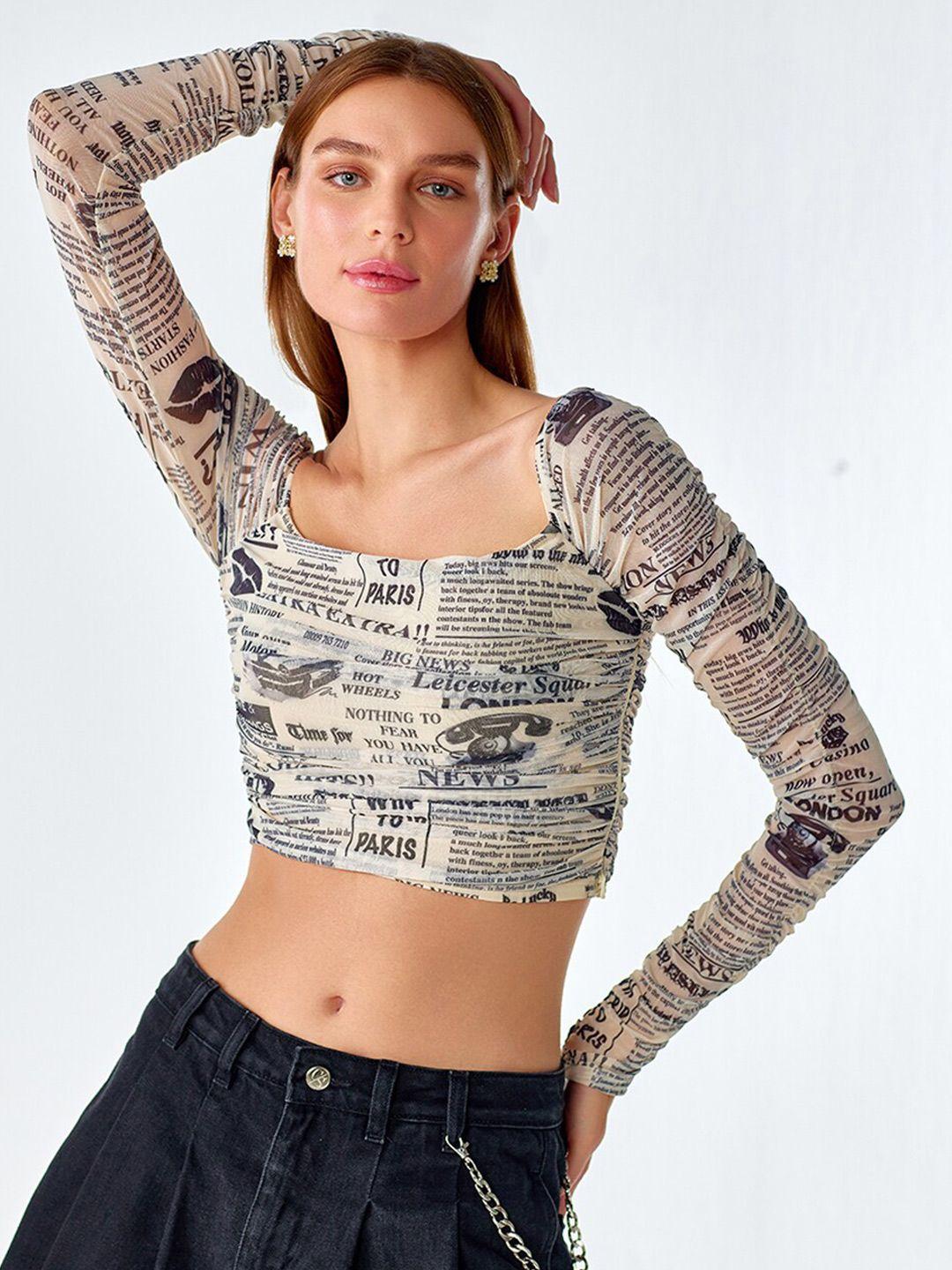 cover story white print crop top