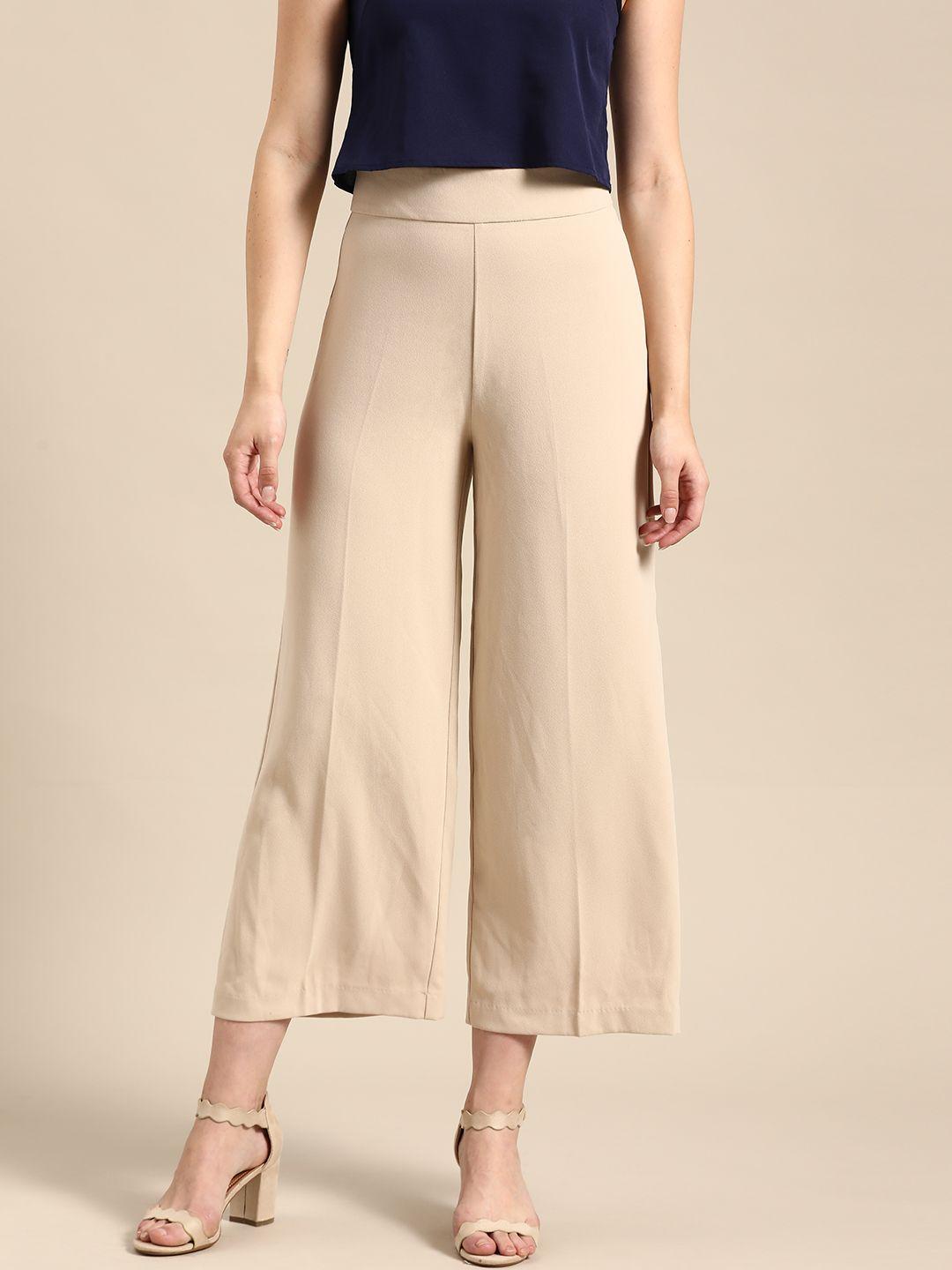 cover story women beige flared cropped culottes