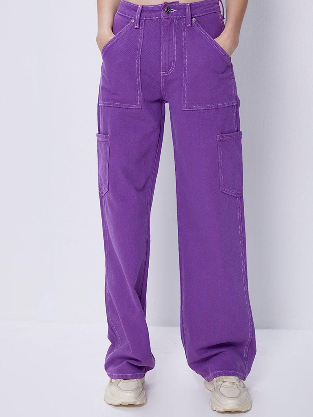 cover story women purple wide leg low distress jeans
