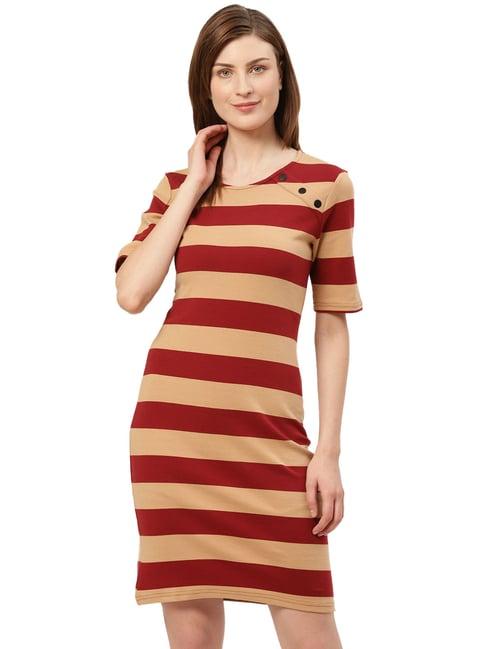 cover story beige & red striped dress