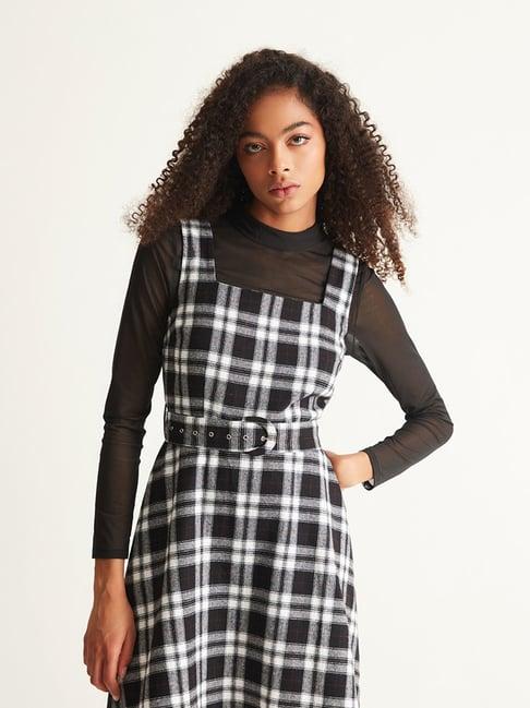 cover story black & white cotton checks a line dress