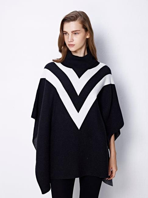 cover story black & white striped poncho