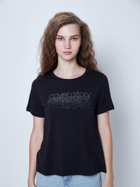 cover story black graphic print t-shirt