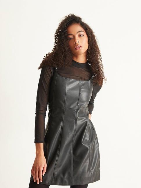 cover story black regular fit a line dress