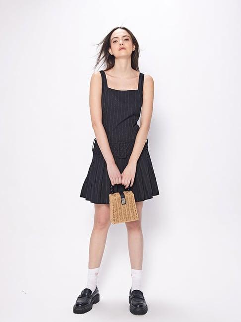 cover story black striped a line dress