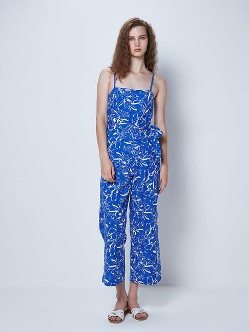 cover story blue printed jumpsuit