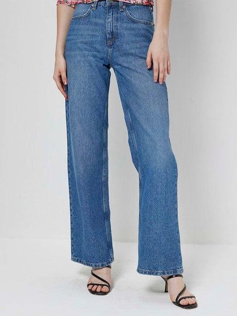cover story blue regular fit high rise jeans