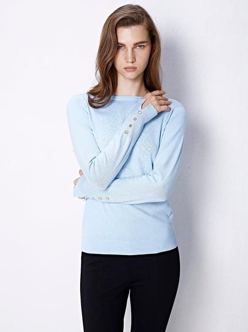 cover story blue regular fit sweater