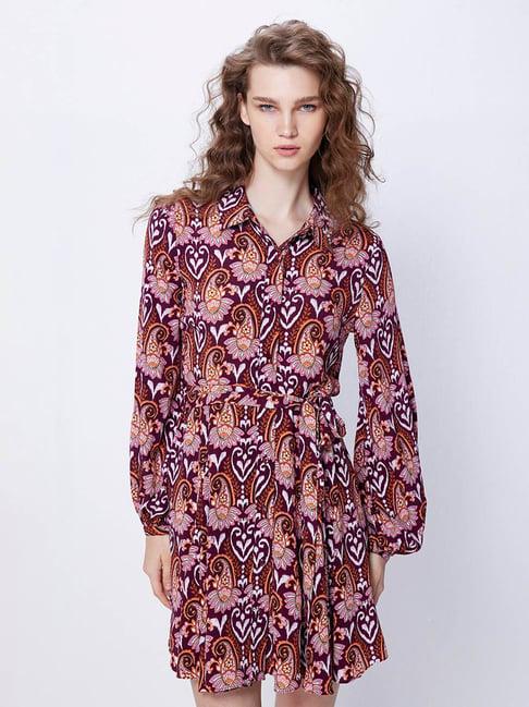 cover story brown printed a line dress