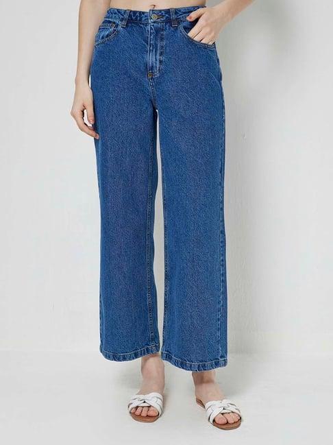 cover story dark blue regular fit high rise jeans