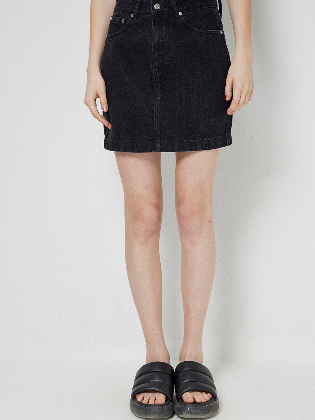 cover story denim straight mini skirt