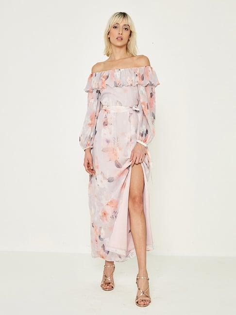 cover story dusty pink floral print maxi dress