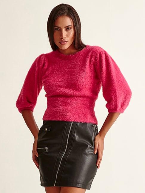 cover story fuchsia cropped sweater