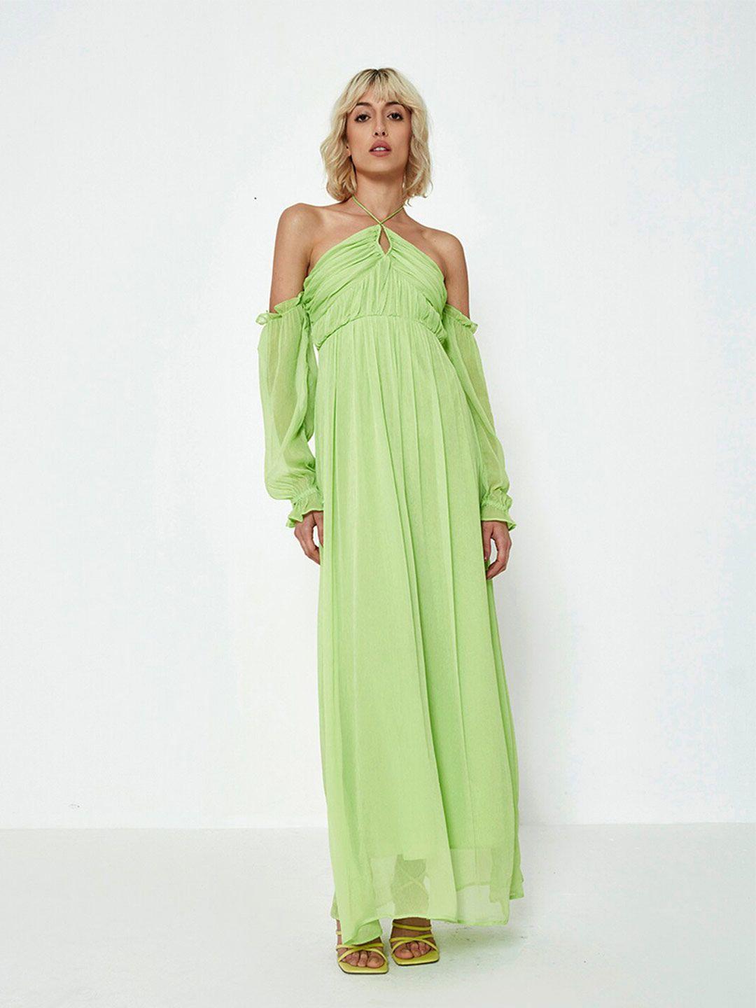 cover story halter neck cold-shoulder maxi dress