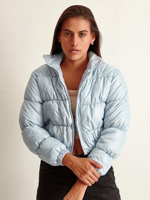 cover story light blue cropped puffer jacket