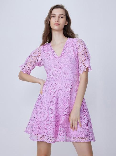 cover story lilac lace a line dress