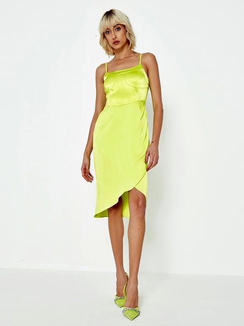 cover story lime yellow wrap dress