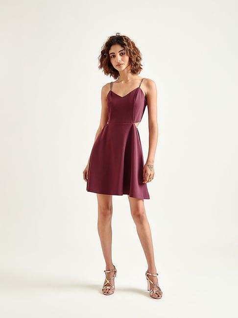 cover story maroon regular fit a line dress