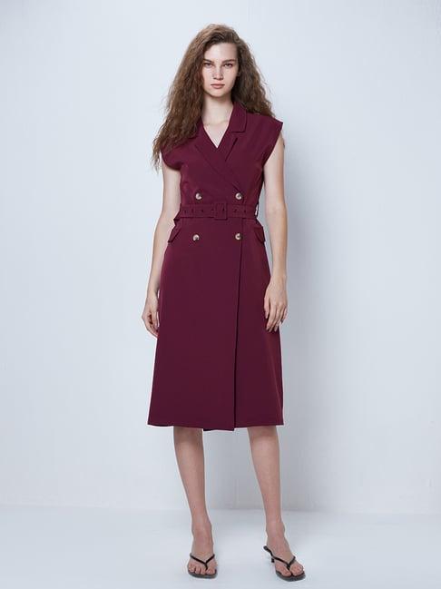 cover story maroon regular fit a line dress