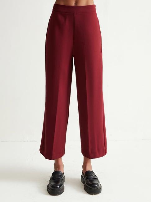 cover story maroon regular fit high rise culottes