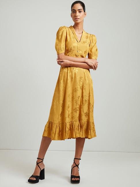 cover story mustard midi dress