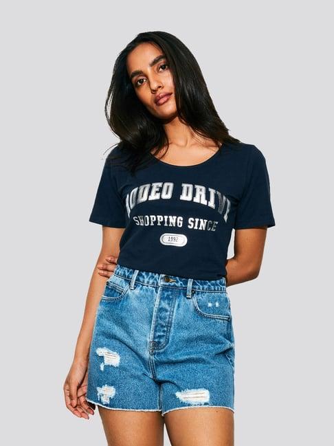 cover story navy graphic print t-shirt