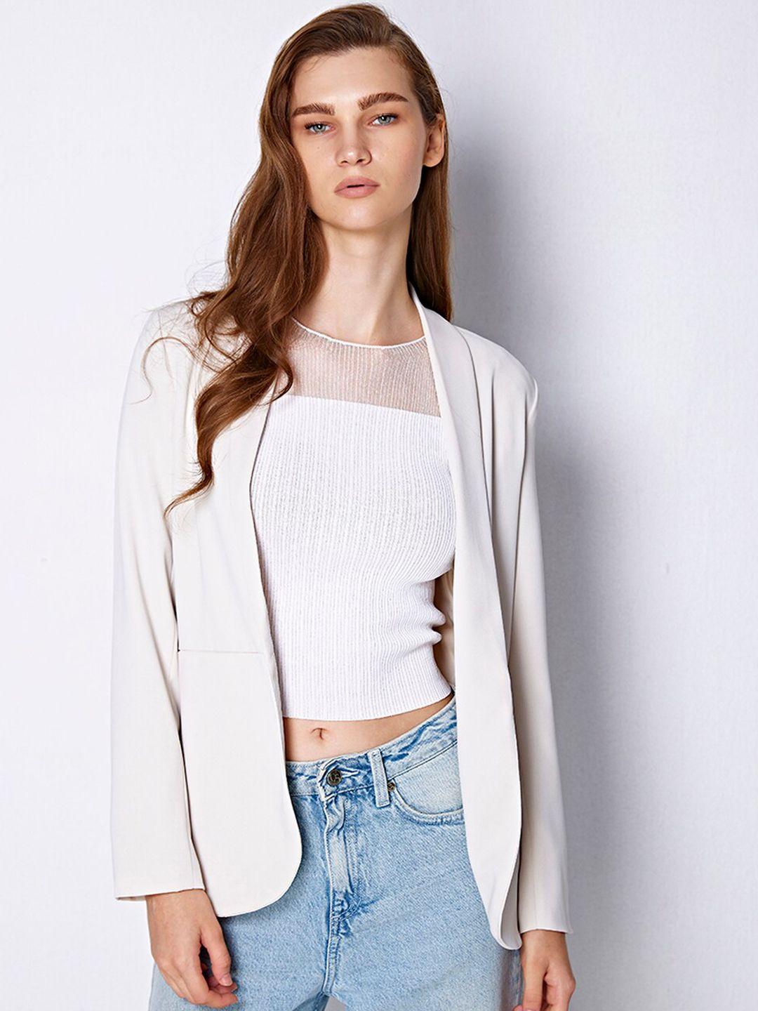 cover story open front casual blazer