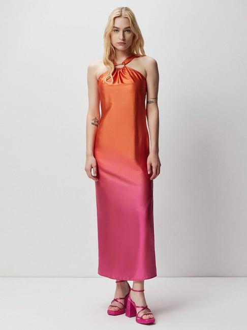 cover story orange & pink maxi dress