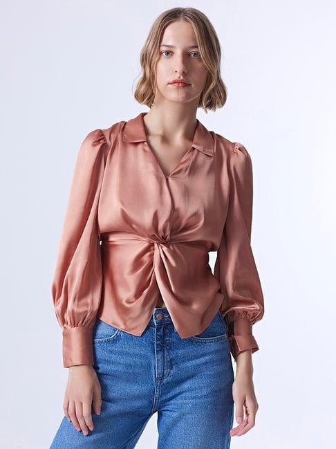 cover story peach regular fit top