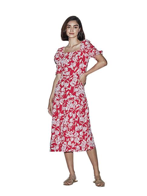 cover story pink & white floral print dress