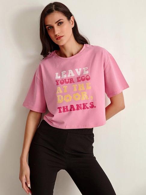 cover story pink cotton graphic t-shirt