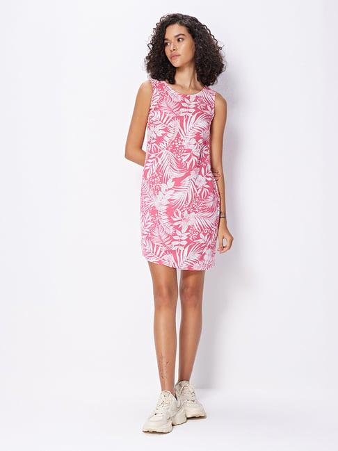 cover story pink floral print a line dress