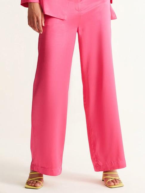 cover story pink regular fit high rise trousers