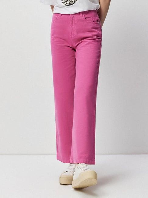 cover story pink regular fit mid rise jeans